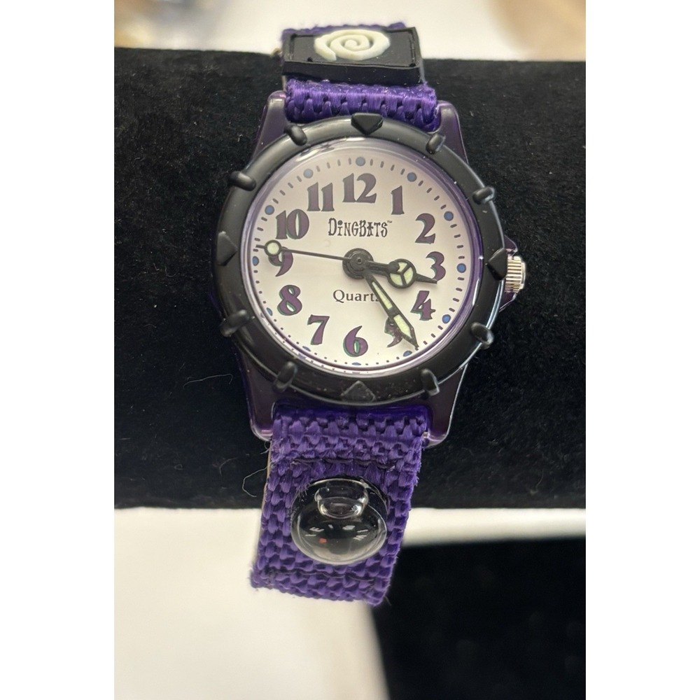 Vintage Dingbats Watch Purple Y2K 90s Novelty Bubble Nylon Strap Japan Quartz